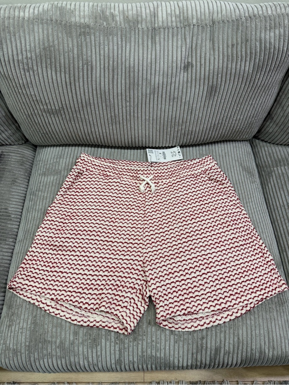 Zara man Red & White Knit Lounge Shorts NWT